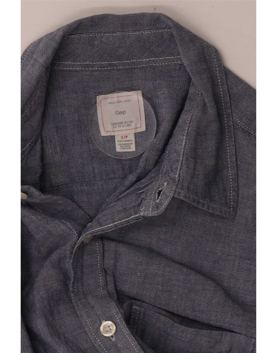 Camisa Gap Hombre Small Lino Azul Marino