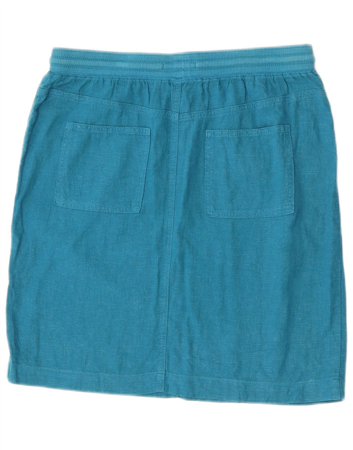 Marks & Spencer Falda recta para mujer UK 12 Medium W30 Lino azul