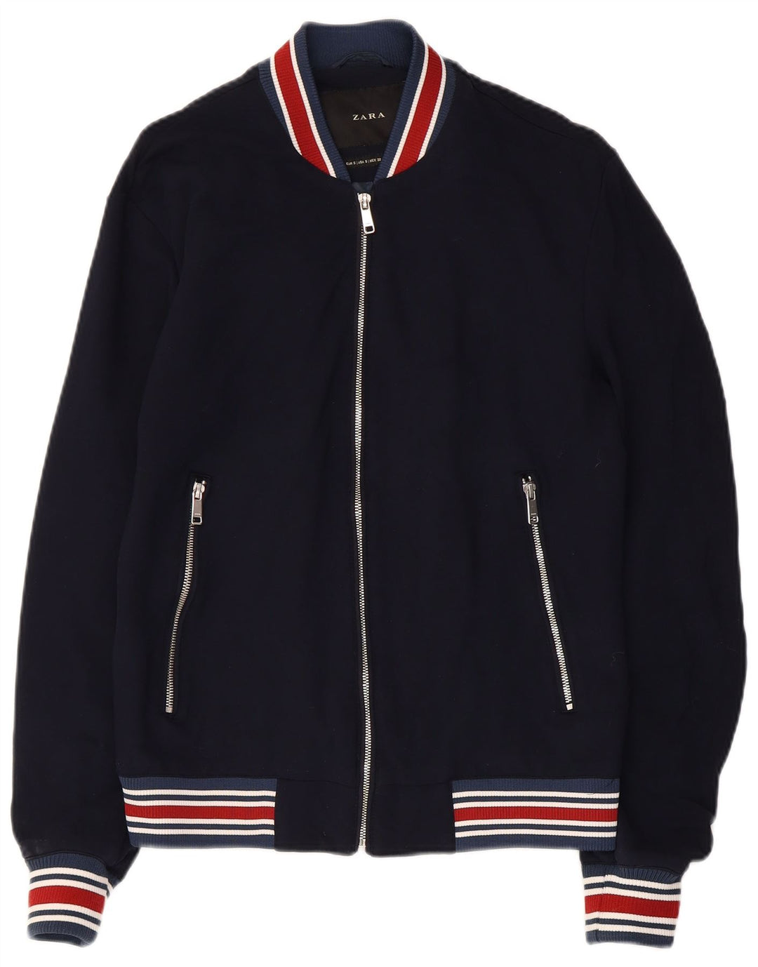 ZARA Chaqueta Bomber para Hombre UK 36 Small Azul Marino Viscosa