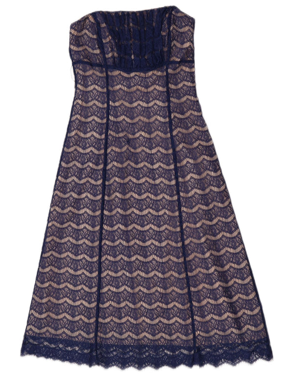 Vestido sin tirantes de encaje para mujer Coast UK 10 Small Azul marino Floral Nylon