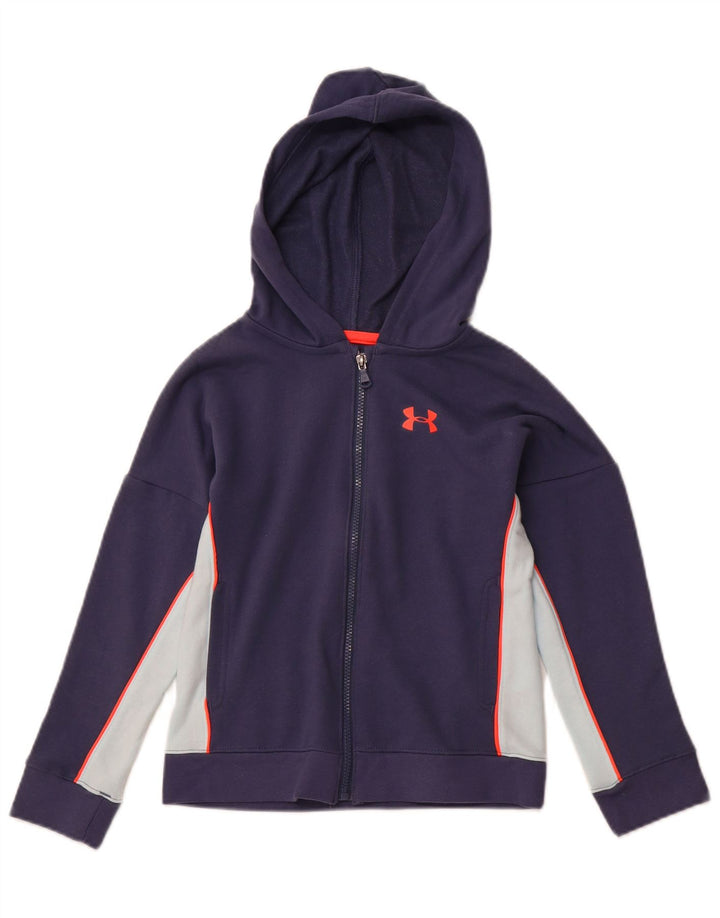 UNDER ARMOUR Suéter con capucha y cremallera Cold Gear para niños 7-8 años Pequeño Azul marino