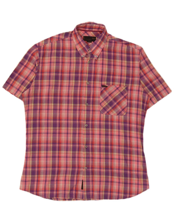 Marlboro Classics Mens Short Sleeve Shirt XL Pink Check Cotton