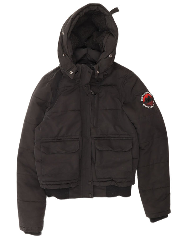 Superdry Chaqueta Acolchada Suelta con Capucha para Mujer UK 40 Small Black Winter