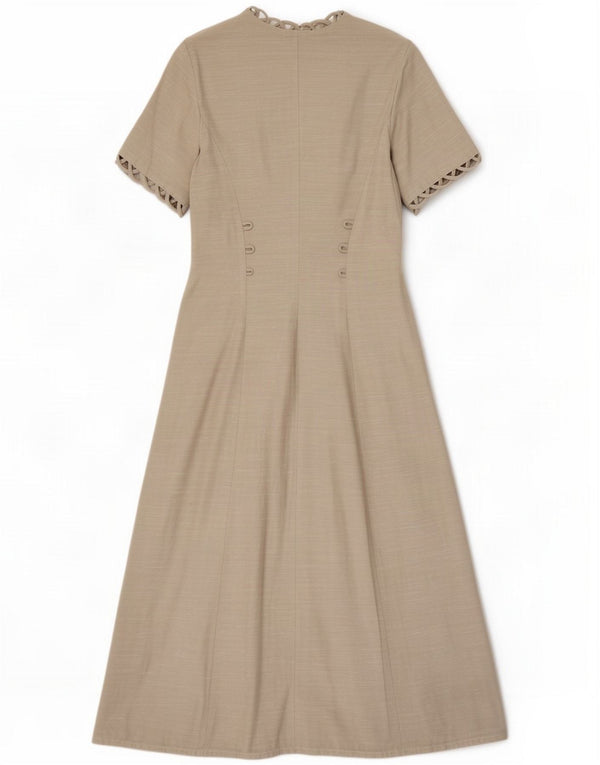 Vestido largo vintage de manga corta para mujer UK 42 Gris medio