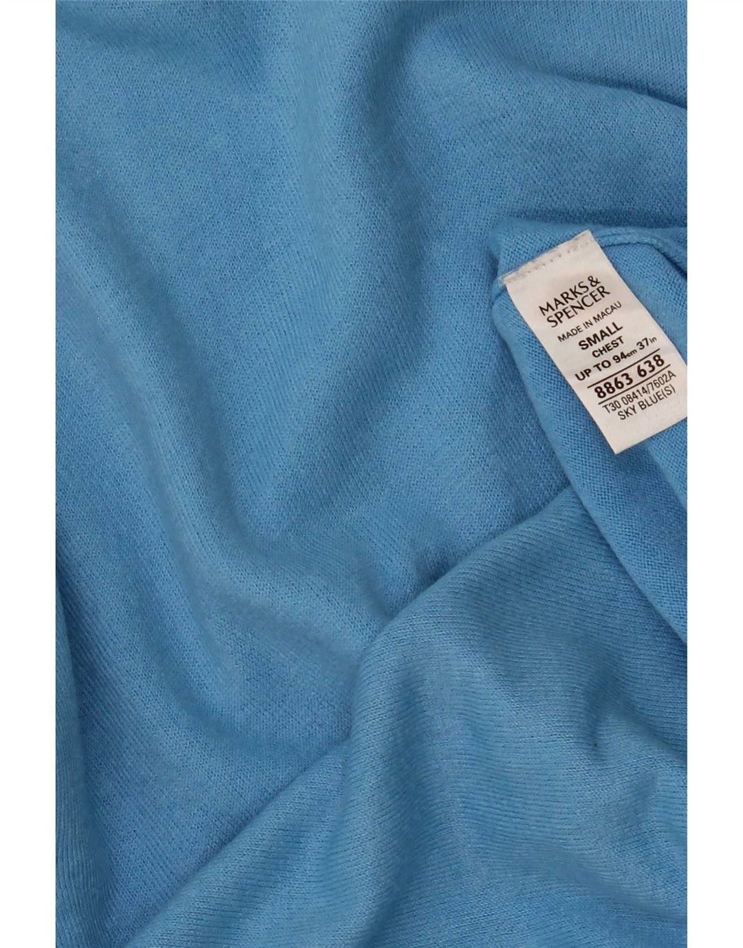Marks & Spencer Suéter con cuello en V y autógrafo para hombre, acrílico azul pequeño