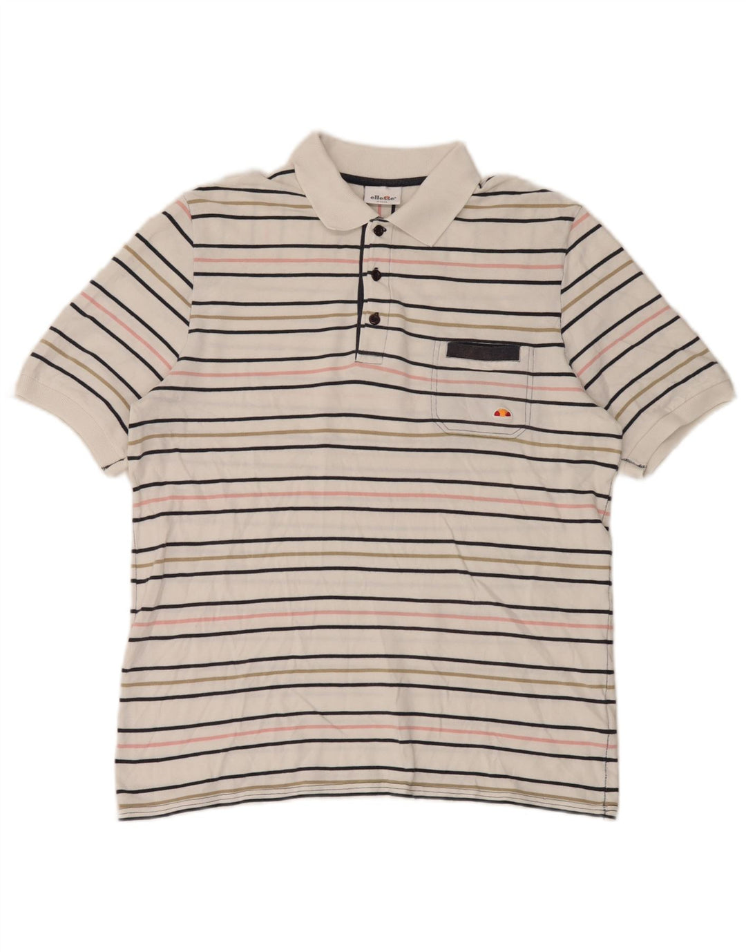 Polo Ellesse Hombre Grande De Algodón A Rayas Blancas