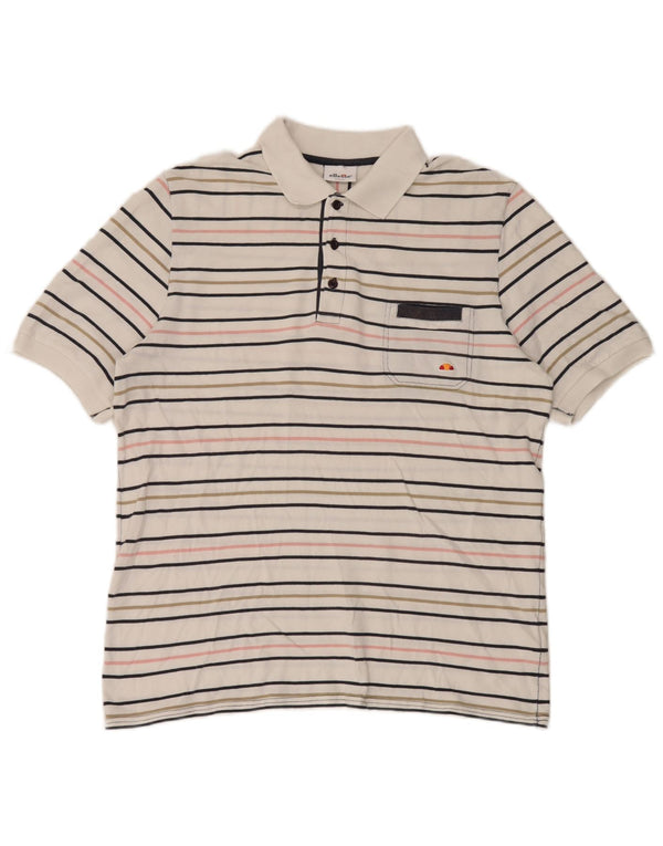 Polo Ellesse Hombre Grande De Algodón A Rayas Blancas