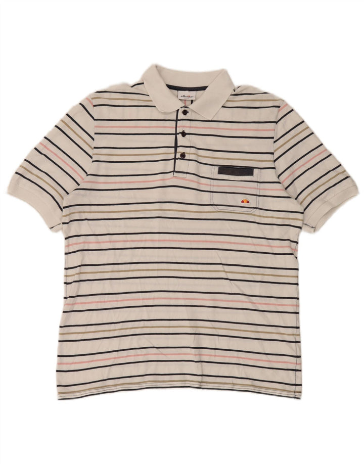 Polo Ellesse Hombre Grande De Algodón A Rayas Blancas