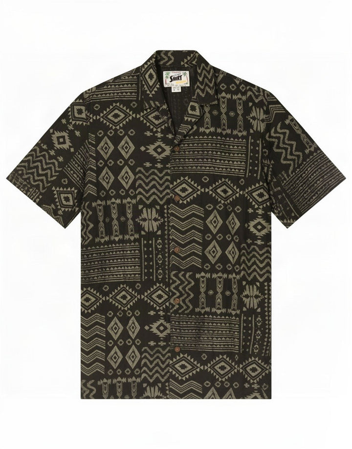 Camisa Pull & Bear Mujer Manga Corta Small Viscosa Geométrica Negra