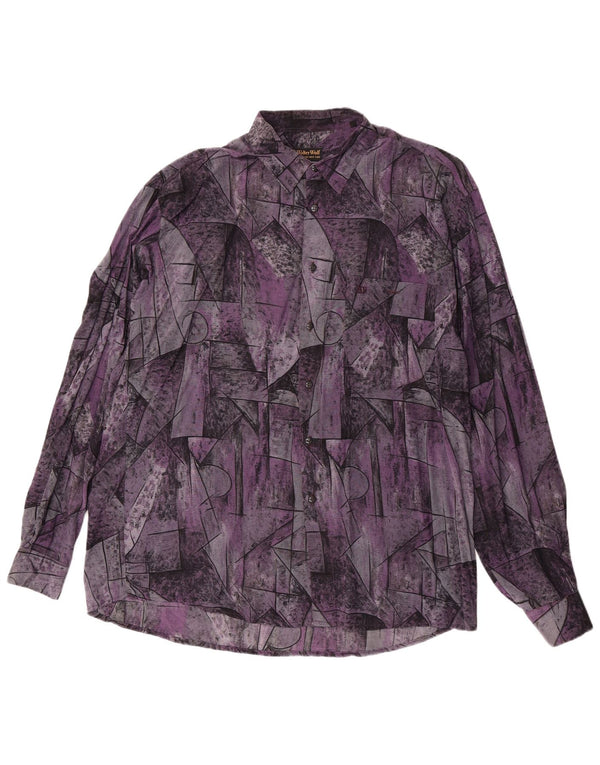 Walter Wolf Camisa para hombre Talla 43 Viscosa geométrica violeta grande