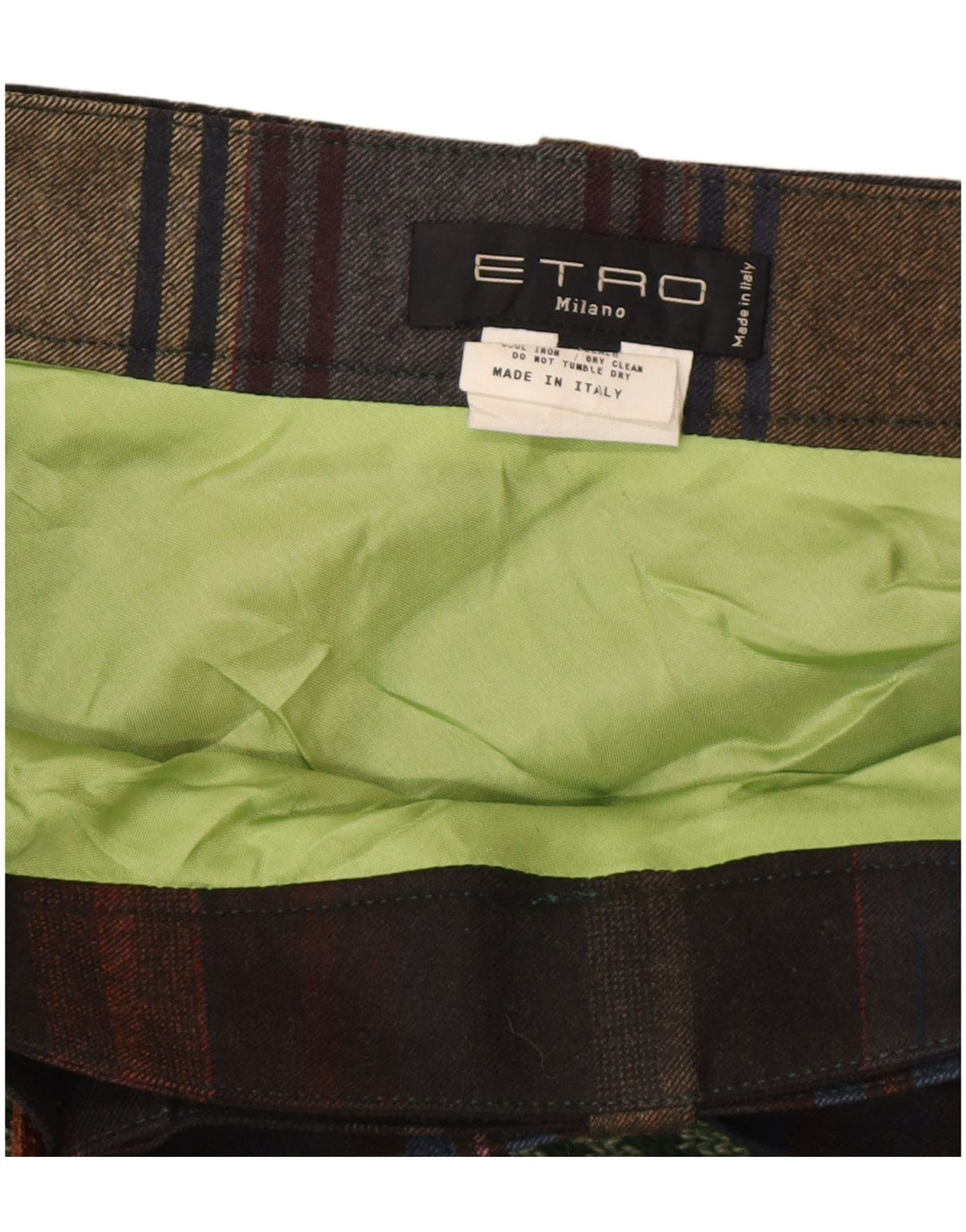 ETRO Falda acampanada de punto para mujer IT 44 Medium W30 Acetato de chevron verde