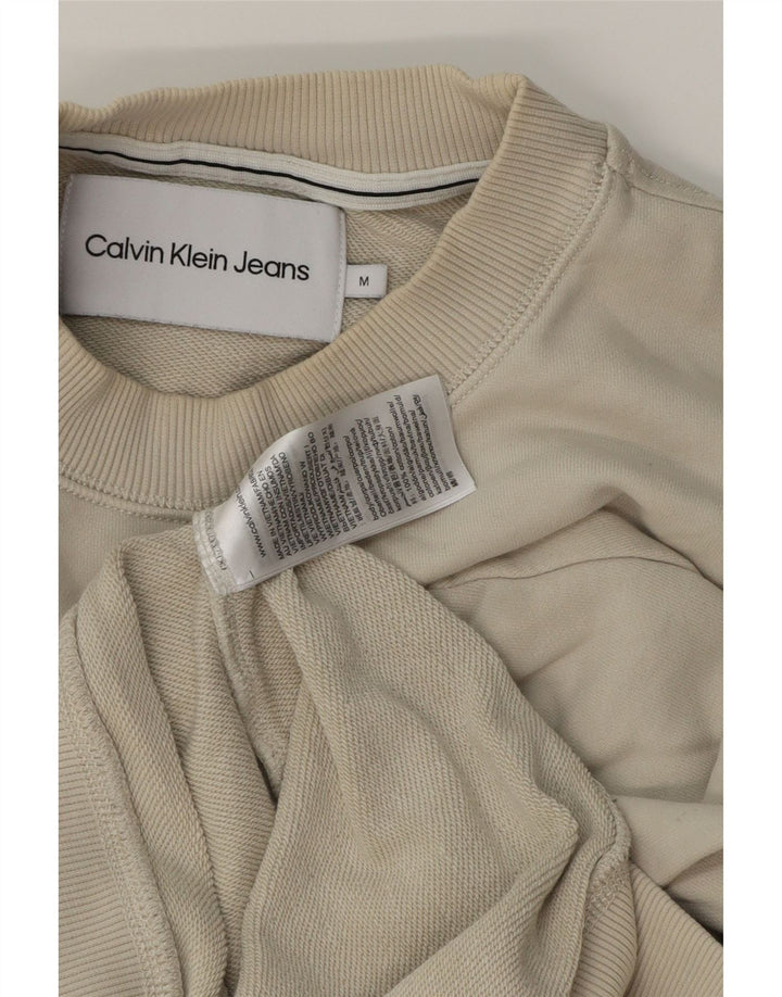 Calvin Klein Jeans Hombre Sudadera Gráfica Jumper Medium Off White Algodón
