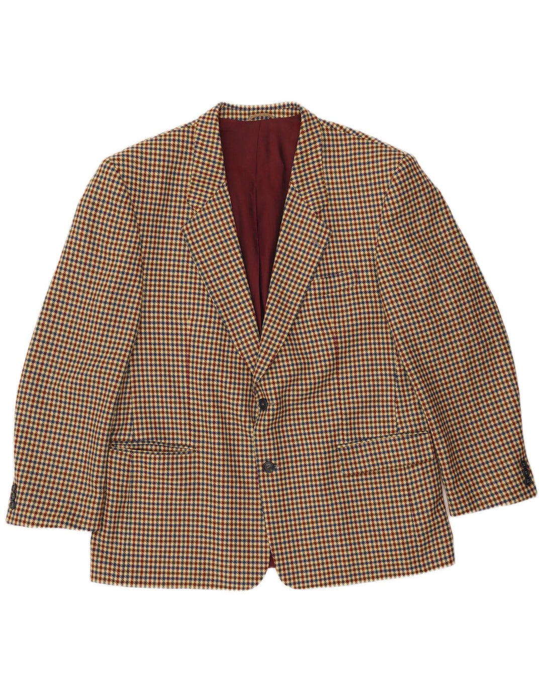 Luigi Botto Chaqueta tipo blazer de 2 botones para hombre UK 40 Large Beige Houndstooth Wool