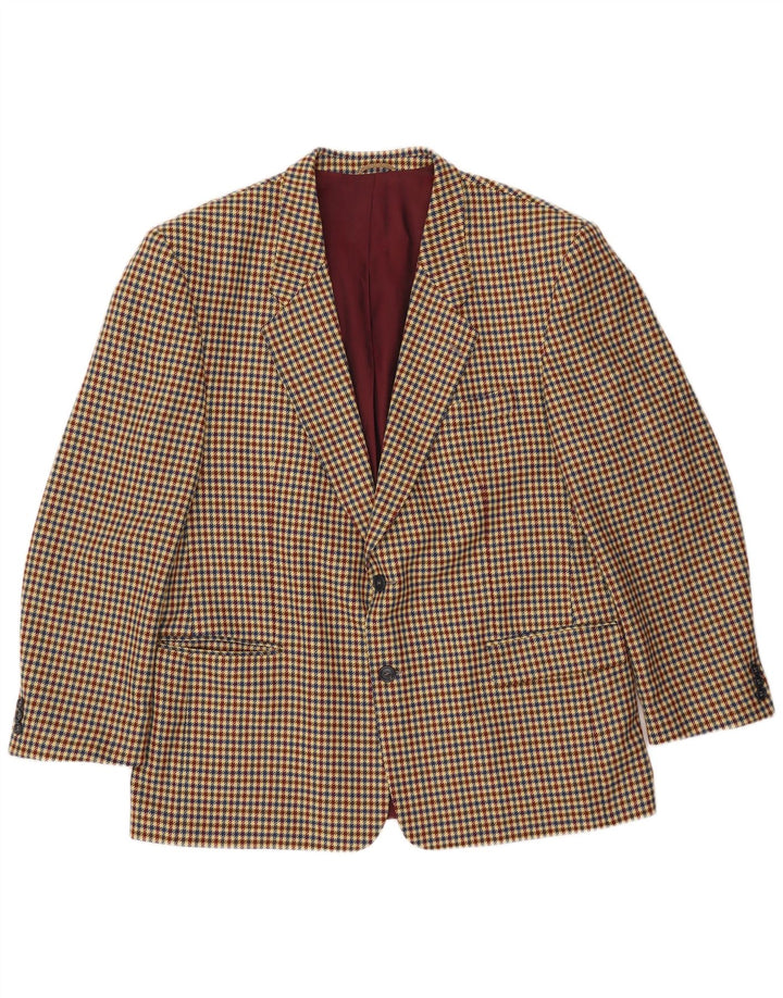 Luigi Botto Chaqueta tipo blazer de 2 botones para hombre UK 40 Large Beige Houndstooth Wool