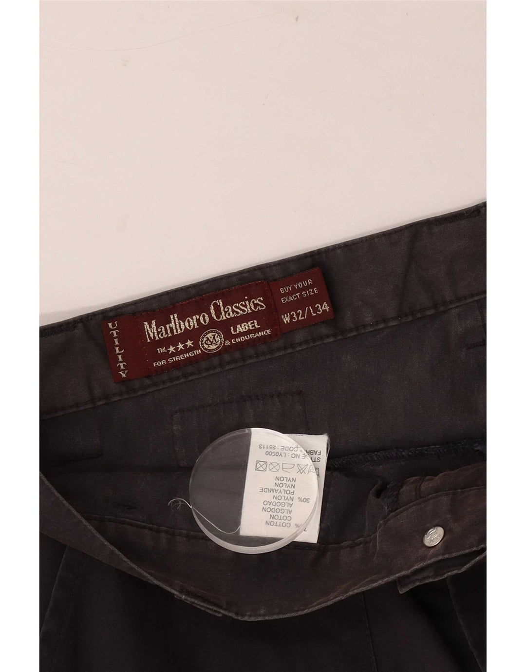 Marlboro Classics Pantalones cargo rectos para hombre W32 L28 Algodón negro