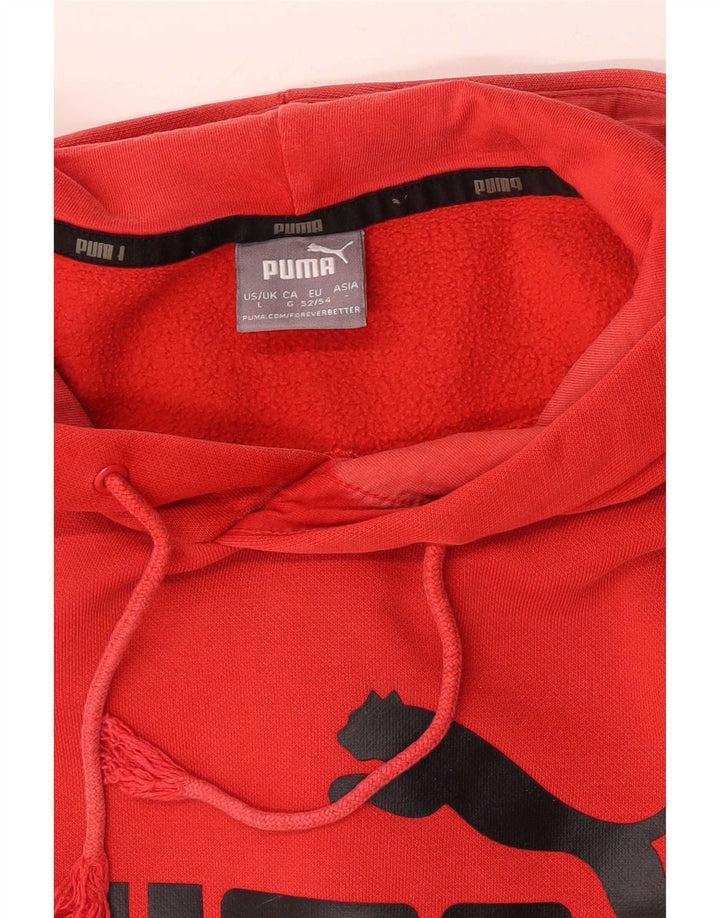 Puma Sudadera con capucha gráfica para hombre, talla grande, color rojo