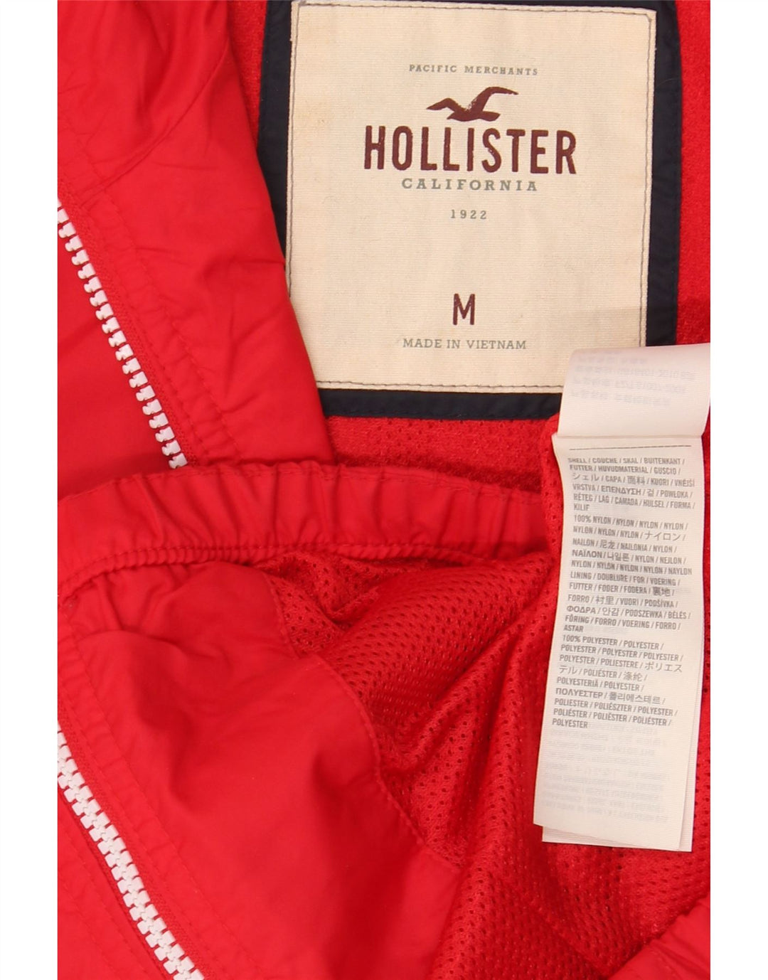 Chaqueta impermeable con capucha Hollister para mujer UK 40 Medium Nylon rojo