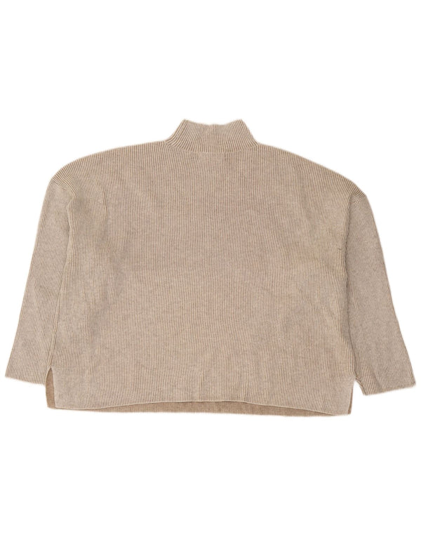 Marks & Spencer Womens Turtle Neck Jumper Sweater UK 18 XL Beige Striped
