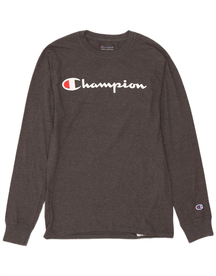 Champion Top gráfico para hombre de manga larga de algodón gris pequeño