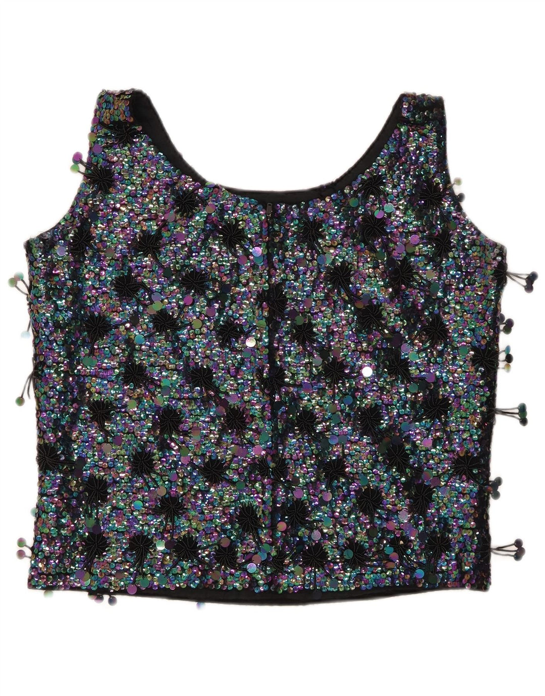 MA CHERIE Blusa corta sin mangas para mujer IT 42 Medium Black Colourblock