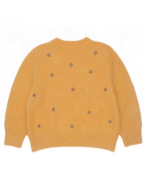 Zara Mujer Crop Crew Neck Jumper Sweater UK 10 Small Amarillo Floral