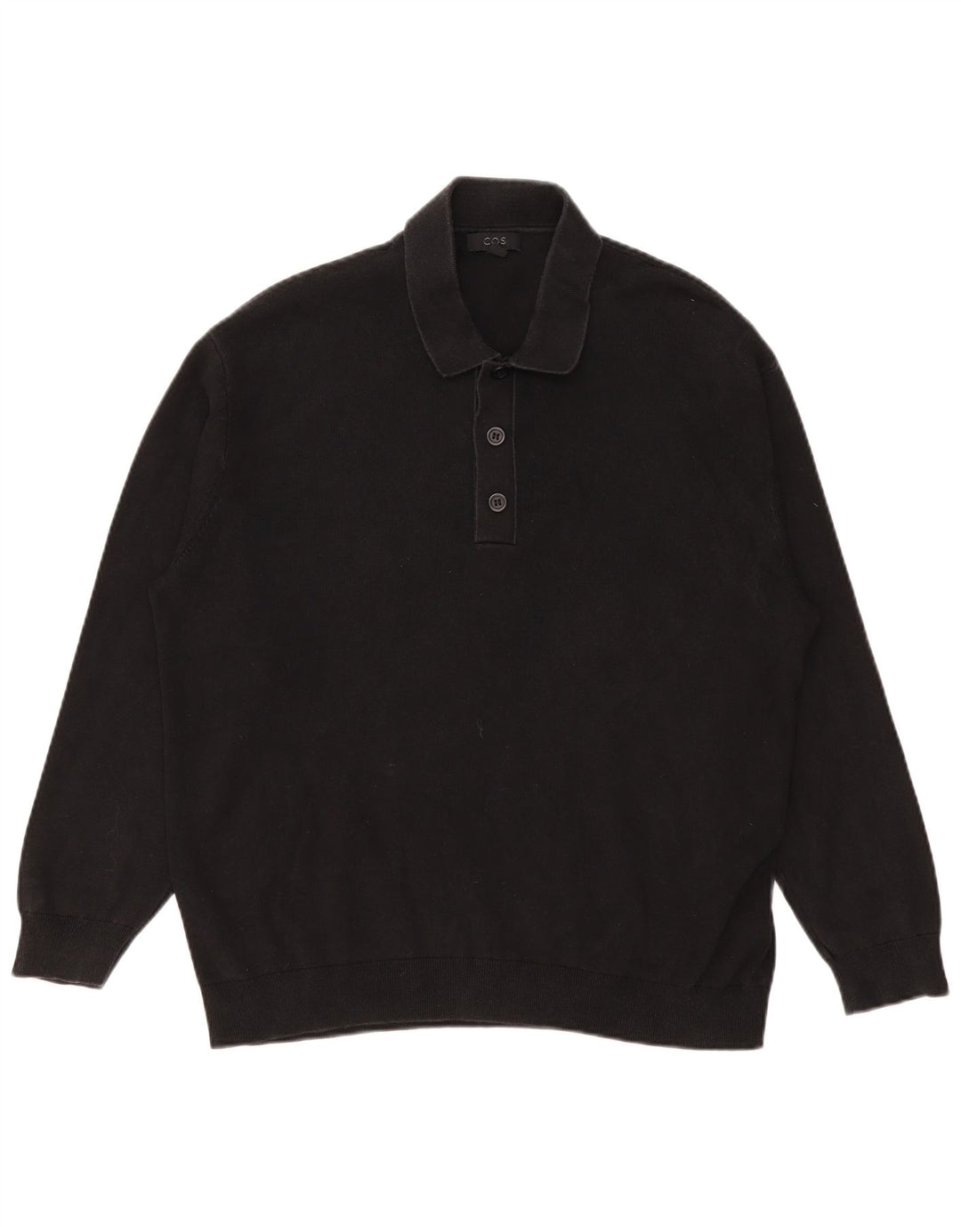 Cos Polo de manga larga para hombre de algodón negro mediano
