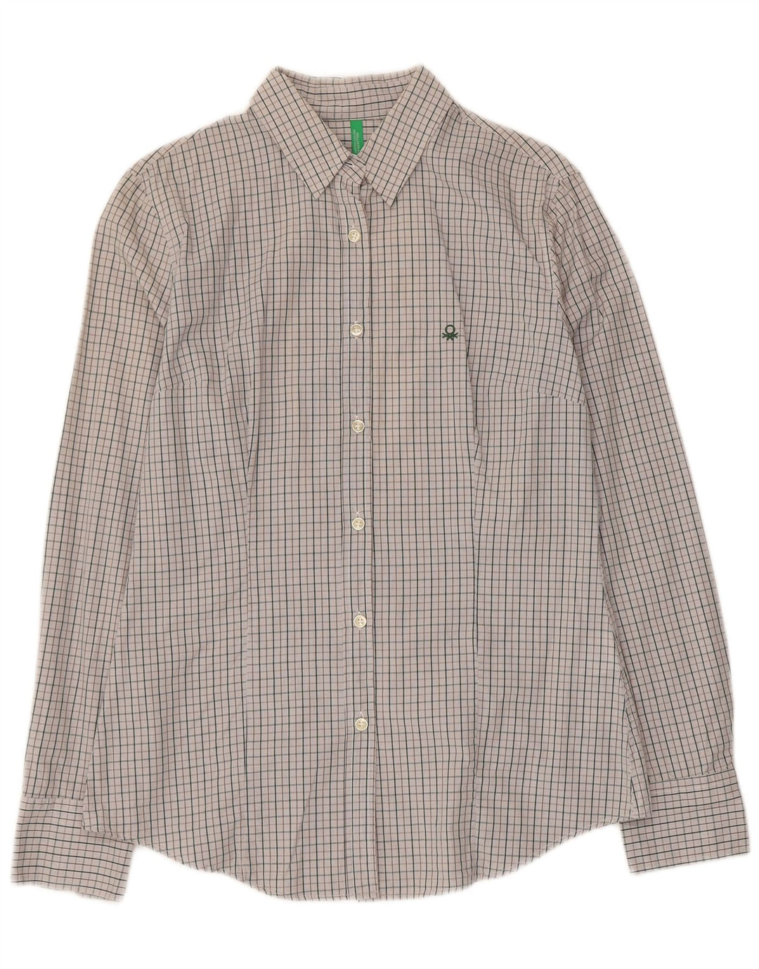 Camisa Benetton Mujer ES 44 Grande Gris Algodón