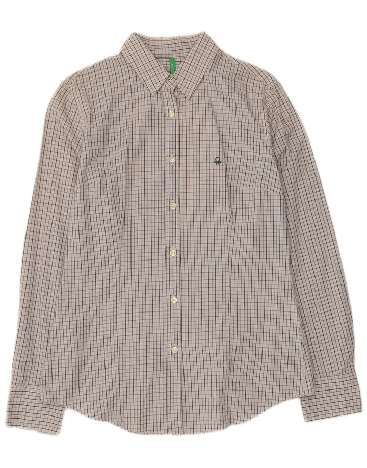 Camisa Benetton Mujer ES 44 Grande Gris Algodón