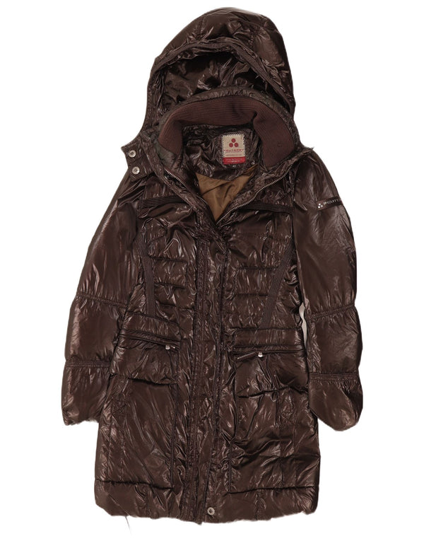 PEUTEREY Abrigo acolchado con capucha para mujer IT 40 Small Brown