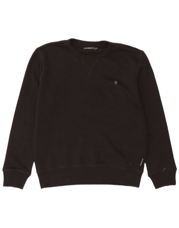 French Connection Sudadera tipo jersey para hombre, talla grande, algodón negro