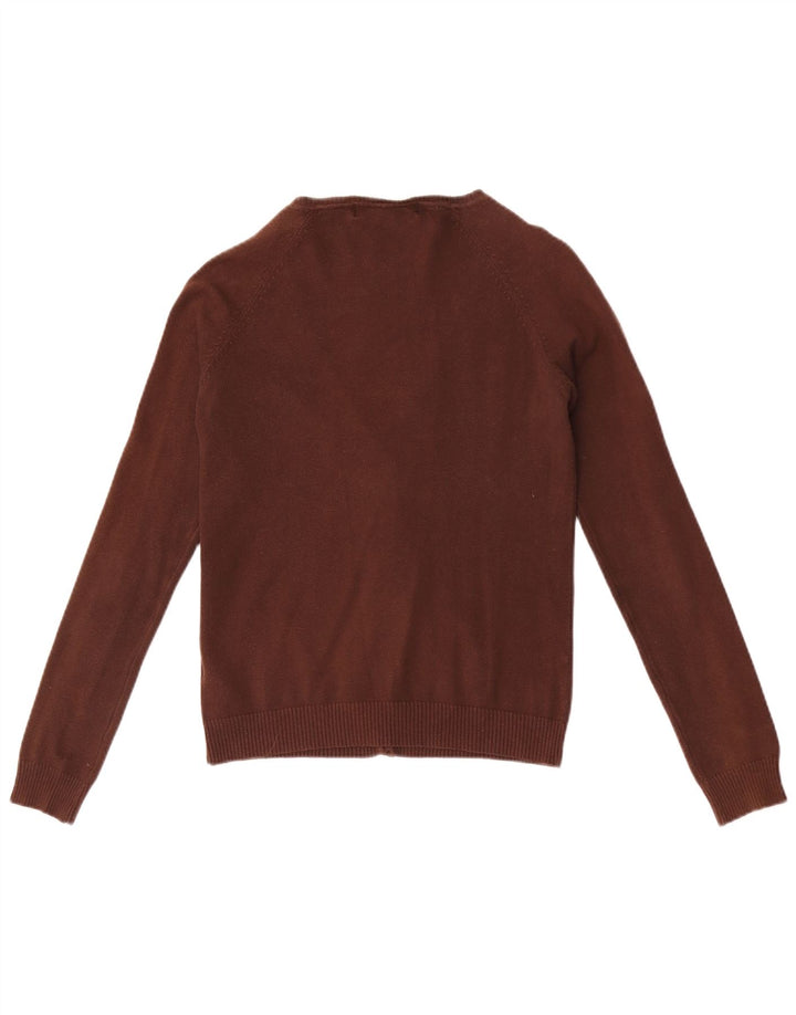 Zara Mujer Cárdigan Suéter UK 12 Algodón Marrón Medio