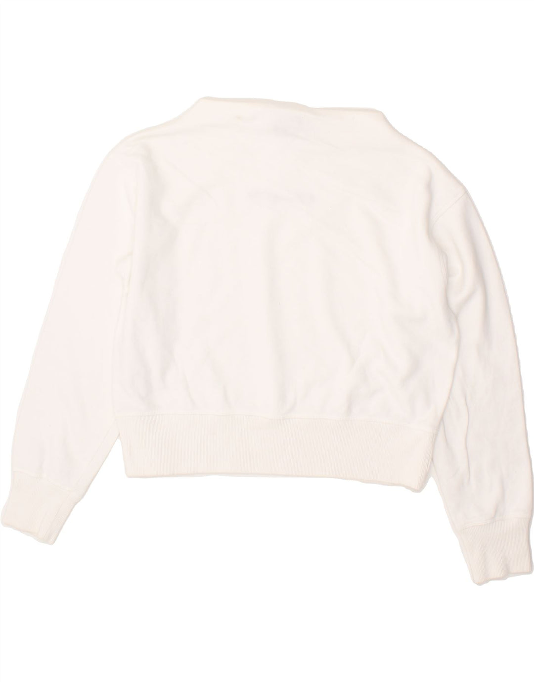 CHAMPION Womens Crop Sweatshirt Jumper UK 14 Medium White Cotton Vintage Champion and Second-Hand Champion from Messina Hembry 