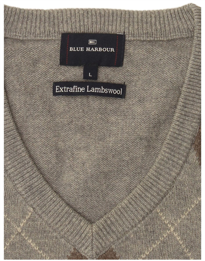 Blue Harbor - Camiseta sin mangas para hombre, talla grande, gris Argyle/Diamond Lambswool