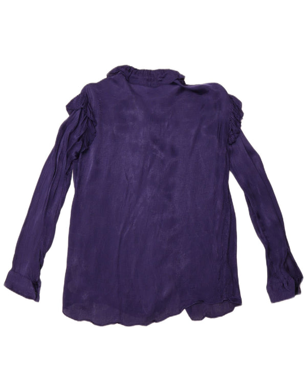 MASSIMO DUTTI Blusa camisera extragrande con volantes en la parte delantera para mujer EU 34 2XS Púrpura