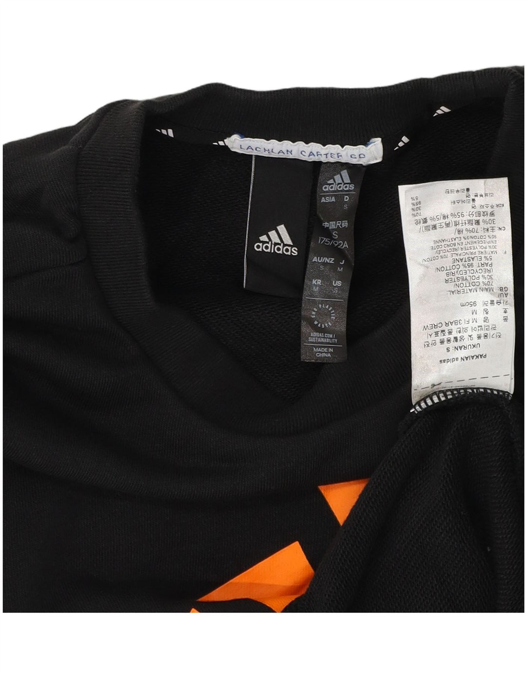 Adidas Hombre Sudadera Gráfica Jersey Pequeño Algodón Negro