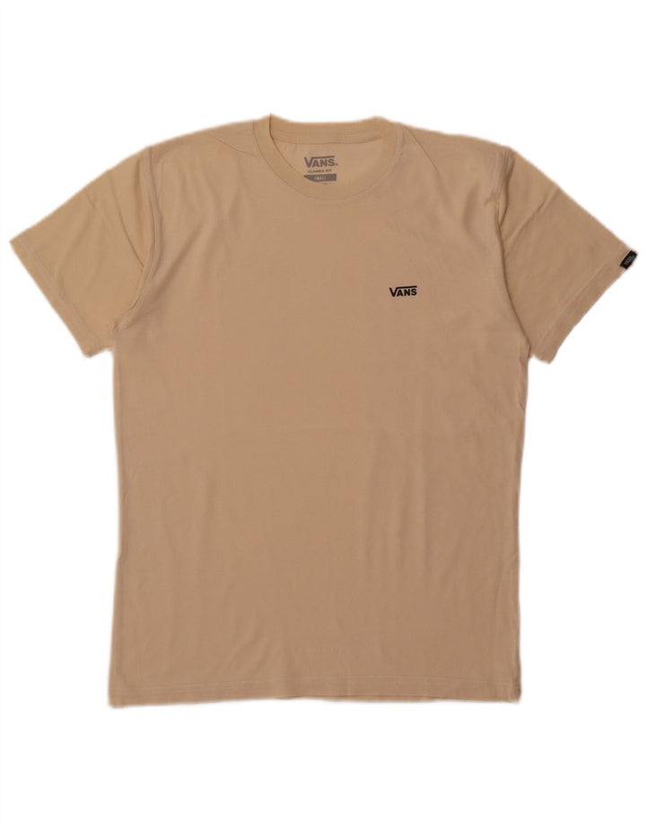 VANS Hombre Classic Fit Camiseta Top Small Beige Algodón