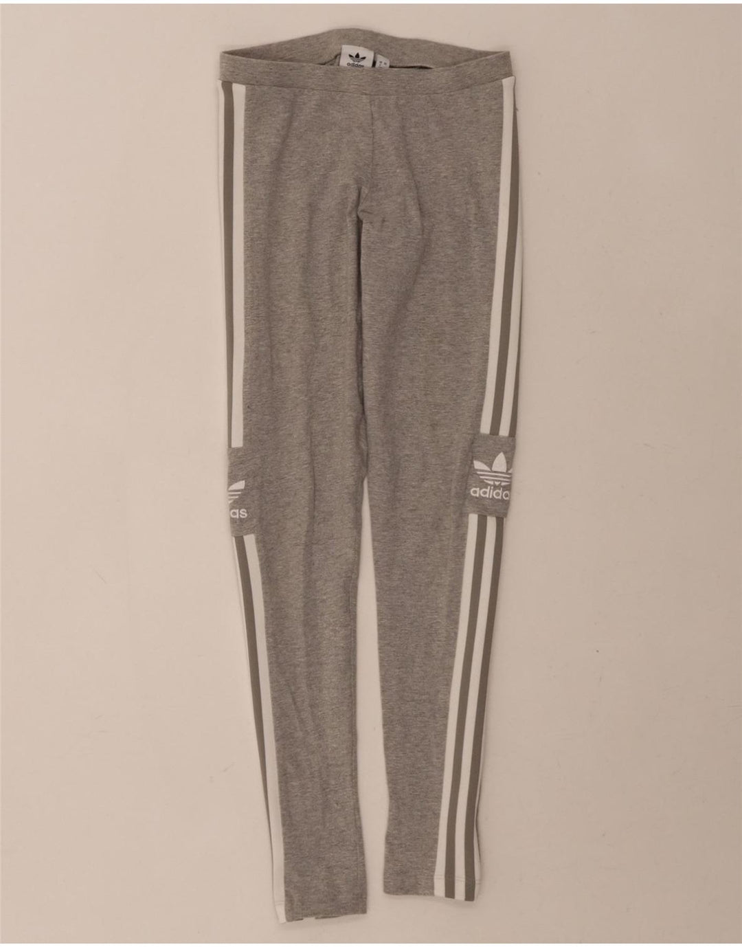 ADIDAS Womens Graphic Leggings UK 8 Small Grey Cotton Vintage Adidas and Second-Hand Adidas from Messina Hembry 