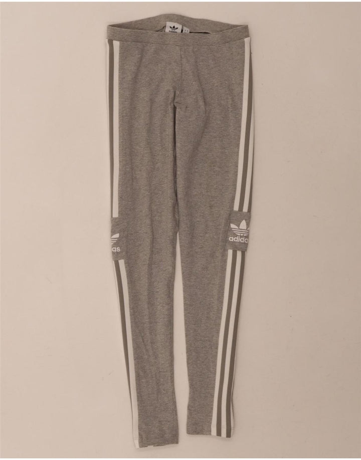 ADIDAS Womens Graphic Leggings UK 8 Small Grey Cotton Vintage Adidas and Second-Hand Adidas from Messina Hembry 