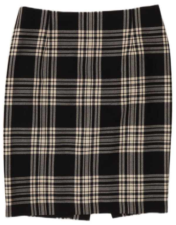Vintage mujer lápiz falda W26 pequeño negro cuadros