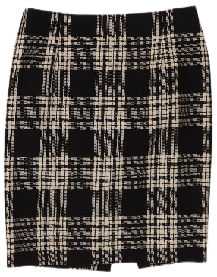 Vintage mujer lápiz falda W26 pequeño negro cuadros