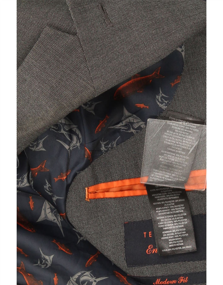 Ted Baker Chaqueta tipo blazer de 2 botones para hombre, ajuste moderno, US 42 XL, poliéster gris