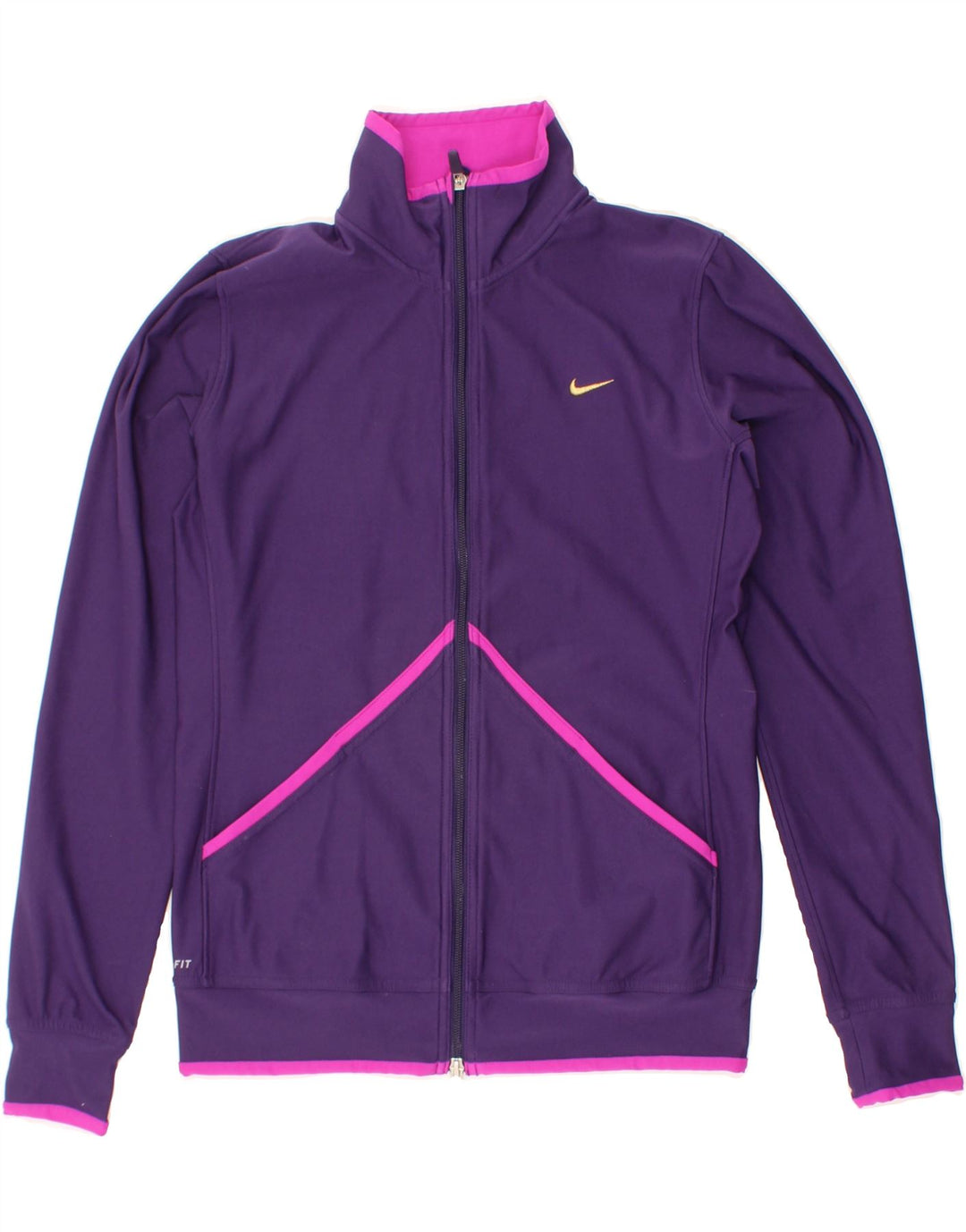 NIKE Womens Dri Fit Tracksuit Top Jacket UK 12 Medium Purple Polyester Vintage Nike and Second-Hand Nike from Messina Hembry 