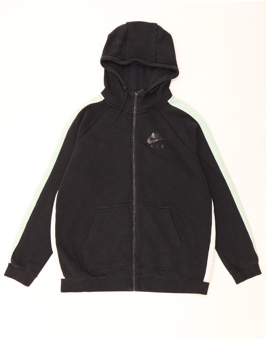 NIKE Sudadera con capucha y cremallera para hombre, talla grande, algodón negro con bloques de color