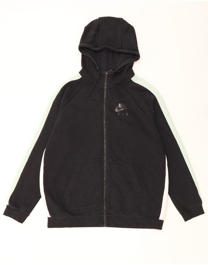 NIKE Sudadera con capucha y cremallera para hombre, talla grande, algodón negro con bloques de color