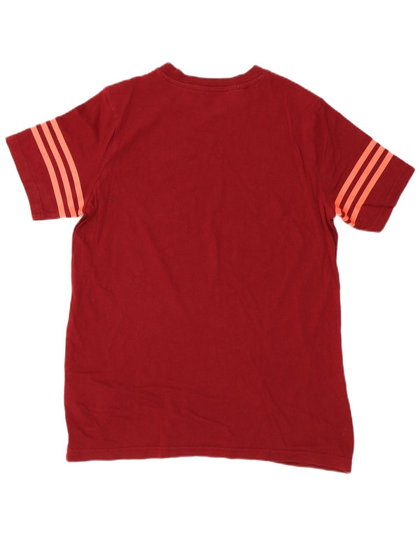 Adidas Boys Regular Graphic T-Shirt Top 14-15 Years Burgundy Cotton Sports