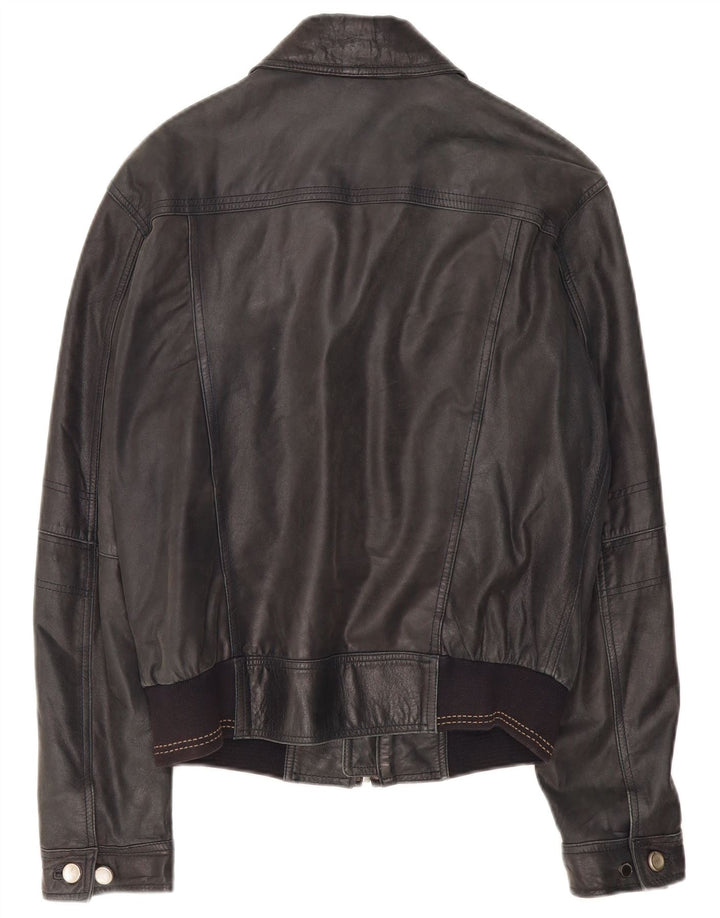 Conbipel Chaqueta Bomber De Cuero Para Hombre IT 48 Cuero Negro Mediano