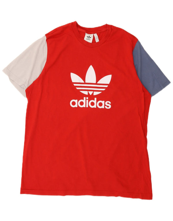 ADIDAS Camiseta gráfica para hombre Top XL Rojo Colorblock Algodón