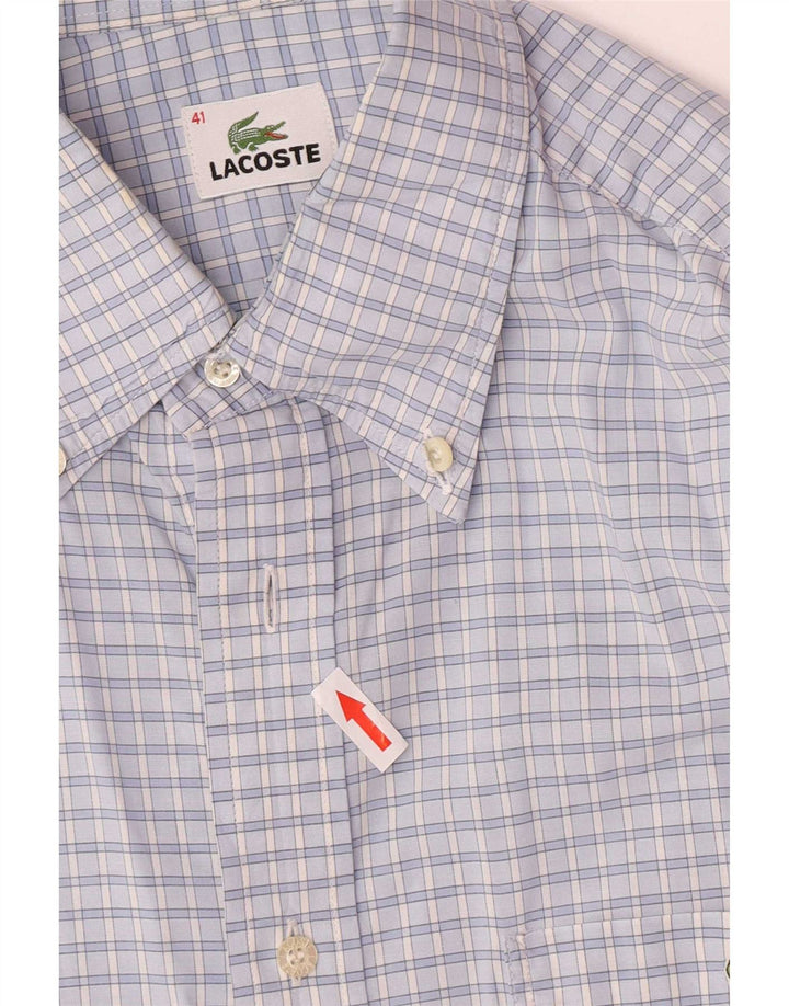 Camisa Lacoste para hombre talla 41 algodón a cuadros azul grande
