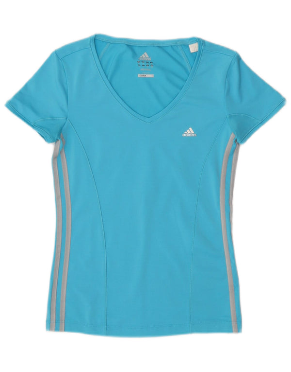 Adidas Mujer Climacool Camiseta Top UK 10 Pequeño Azul Poliéster