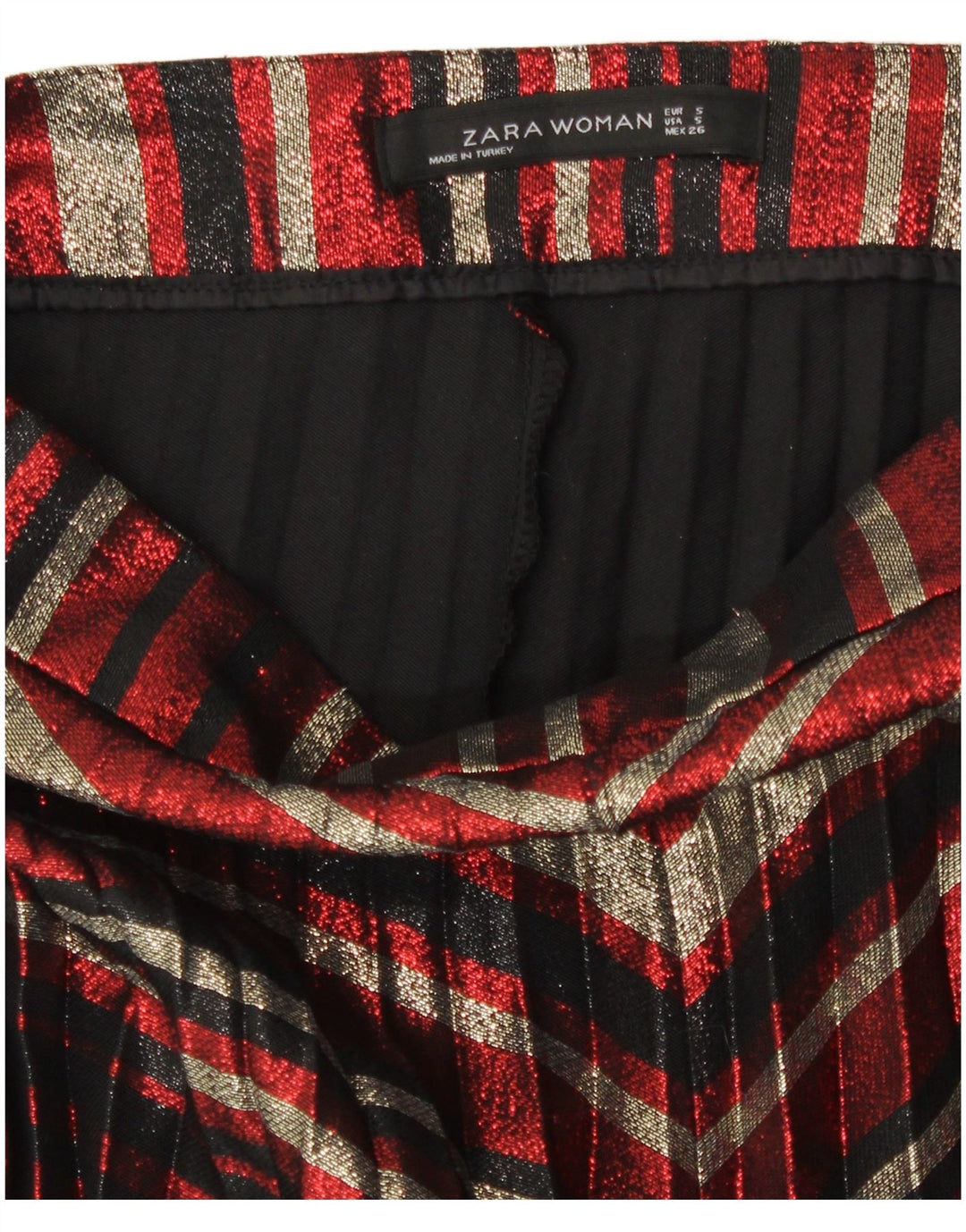 Zara Mujer Falda Plisada Knife Small W26 Poliéster A Rayas Multicolor